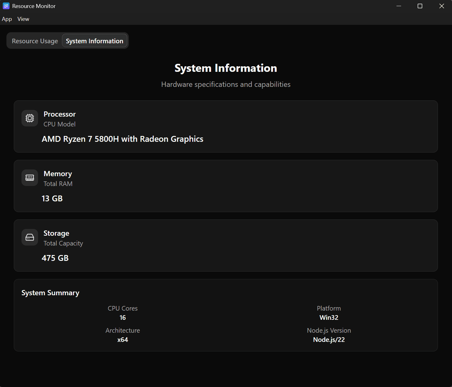 Resource Monitor preview